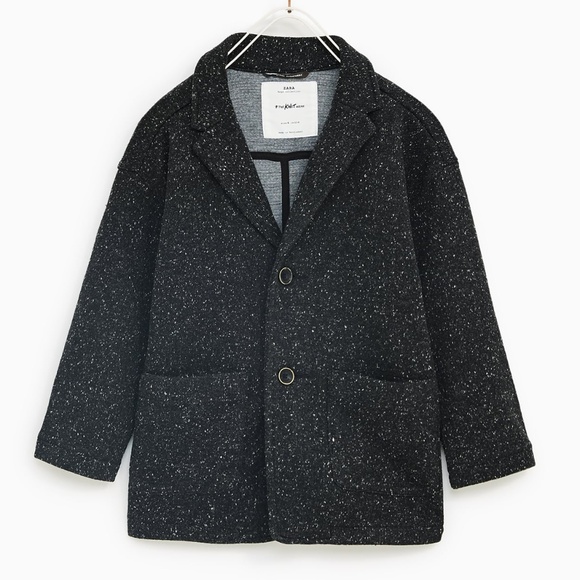 Zara Textured Gray Blazer Coat Cardigan